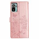 For Redmi Note 10 4G Butterflies and Flowers Leather Phone Case(Rose Gold) - 3