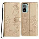 For Redmi Note 10S Butterflies and Flowers Leather Phone Case(Gold) - 1