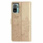For Redmi Note 10S Butterflies and Flowers Leather Phone Case(Gold) - 3