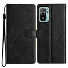 For Redmi Note 10S Butterflies and Flowers Leather Phone Case(Black) - 1