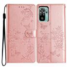 For Redmi Note 10S Butterflies and Flowers Leather Phone Case(Rose Gold) - 1