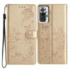 For Redmi Note 10 Pro Butterflies and Flowers Leather Phone Case(Gold) - 1