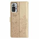 For Redmi Note 10 Pro Butterflies and Flowers Leather Phone Case(Gold) - 3