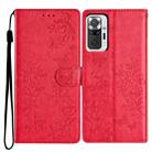 For Redmi Note 10 Pro Butterflies and Flowers Leather Phone Case(Red) - 1