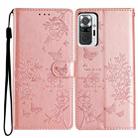 For Redmi Note 10 Pro Butterflies and Flowers Leather Phone Case(Rose Gold) - 1