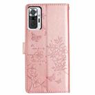 For Redmi Note 10 Pro Butterflies and Flowers Leather Phone Case(Rose Gold) - 3