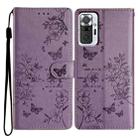 For Redmi Note 10 Pro Butterflies and Flowers Leather Phone Case(Purple) - 1