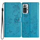 For Redmi Note 10 Pro Butterflies and Flowers Leather Phone Case(Blue) - 1