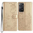 For Redmi Note 11 Pro 5G Global Butterflies and Flowers Leather Phone Case(Gold) - 1