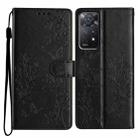 For Redmi Note 11 Pro 5G Global Butterflies and Flowers Leather Phone Case(Black) - 1