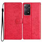 For Redmi Note 11 Pro 5G Global Butterflies and Flowers Leather Phone Case(Red) - 1