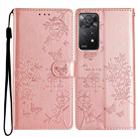For Redmi Note 11 Pro 5G Global Butterflies and Flowers Leather Phone Case(Rose Gold) - 1