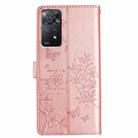 For Redmi Note 11 Pro 5G Global Butterflies and Flowers Leather Phone Case(Rose Gold) - 3