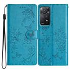 For Redmi Note 11 Pro 5G Global Butterflies and Flowers Leather Phone Case(Blue) - 1