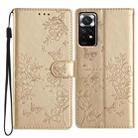 For Redmi Note 11S 4G Butterflies and Flowers Leather Phone Case(Gold) - 1