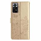 For Redmi Note 11S 4G Butterflies and Flowers Leather Phone Case(Gold) - 3