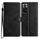 For Redmi Note 11S 4G Butterflies and Flowers Leather Phone Case(Black) - 1