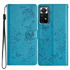 For Redmi Note 11S 4G Butterflies and Flowers Leather Phone Case(Blue) - 1