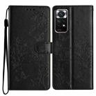 For Redmi Note 11 4G Global Butterflies and Flowers Leather Phone Case(Black) - 1