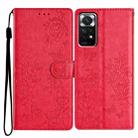 For Redmi Note 11 4G Global Butterflies and Flowers Leather Phone Case(Red) - 1