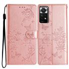 For Redmi Note 11 4G Global Butterflies and Flowers Leather Phone Case(Rose Gold) - 1