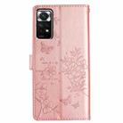For Redmi Note 11 4G Global Butterflies and Flowers Leather Phone Case(Rose Gold) - 3