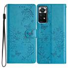 For Redmi Note 11 4G Global Butterflies and Flowers Leather Phone Case(Blue) - 1