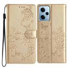 For Redmi Note 12 4G Global Butterflies and Flowers Leather Phone Case(Gold) - 1