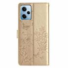 For Redmi Note 12 4G Global Butterflies and Flowers Leather Phone Case(Gold) - 3