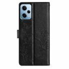 For Redmi Note 12 4G Global Butterflies and Flowers Leather Phone Case(Black) - 3