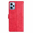 For Redmi Note 12 4G Global Butterflies and Flowers Leather Phone Case(Red) - 3