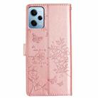 For Redmi Note 12 4G Global Butterflies and Flowers Leather Phone Case(Rose Gold) - 3