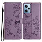 For Redmi Note 12 4G Global Butterflies and Flowers Leather Phone Case(Purple) - 1