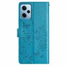 For Redmi Note 12 4G Global Butterflies and Flowers Leather Phone Case(Blue) - 3