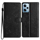 For Redmi Note 12 Pro 5G Global Butterflies and Flowers Leather Phone Case(Black) - 1