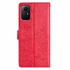 For Redmi Note 12S Butterflies and Flowers Leather Phone Case(Red) - 3