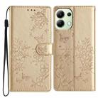 For Redmi Note 13 4G Butterflies and Flowers Leather Phone Case(Gold) - 1