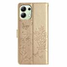 For Redmi Note 13 4G Butterflies and Flowers Leather Phone Case(Gold) - 3