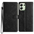 For Redmi Note 13 4G Butterflies and Flowers Leather Phone Case(Black) - 1