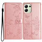 For Redmi Note 13 4G Butterflies and Flowers Leather Phone Case(Rose Gold) - 1