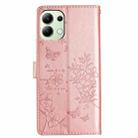 For Redmi Note 13 4G Butterflies and Flowers Leather Phone Case(Rose Gold) - 3