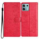 For Redmi Note 13 5G Butterflies and Flowers Leather Phone Case(Red) - 1