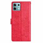 For Redmi Note 13 5G Butterflies and Flowers Leather Phone Case(Red) - 3