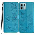 For Redmi Note 13 5G Butterflies and Flowers Leather Phone Case(Blue) - 1