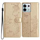 For Redmi Note 13 Pro 5G Butterflies and Flowers Leather Phone Case(Gold) - 1