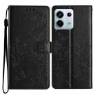 For Redmi Note 13 Pro 5G Butterflies and Flowers Leather Phone Case(Black) - 1