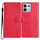 For Redmi Note 13 Pro 5G Butterflies and Flowers Leather Phone Case(Red) - 1