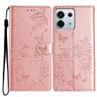 For Redmi Note 13 Pro 5G Butterflies and Flowers Leather Phone Case(Rose Gold) - 1