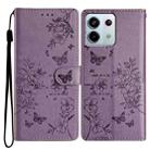 For Redmi Note 13 Pro 5G Butterflies and Flowers Leather Phone Case(Purple) - 1