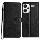 For Redmi Note 13 Pro+ Butterflies and Flowers Leather Phone Case(Black) - 1